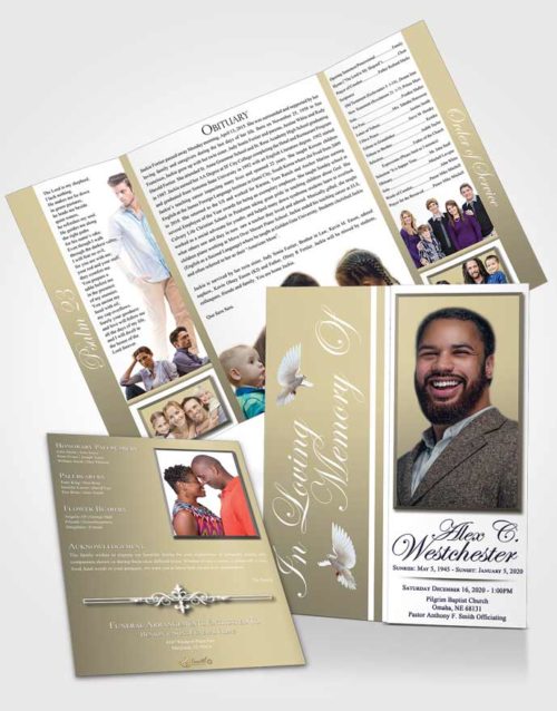 Obituary Funeral Template Gatefold Memorial Brochure Collected Radiance