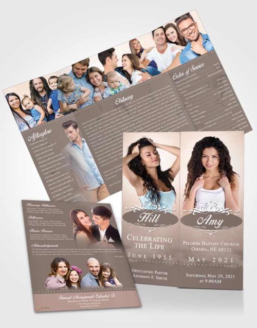 Obituary Funeral Template Gatefold Memorial Brochure Collected Sympathy