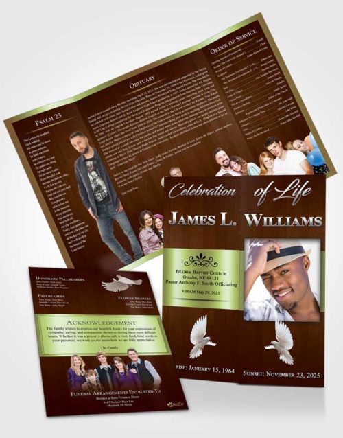 Obituary Funeral Template Gatefold Memorial Brochure Composed Force