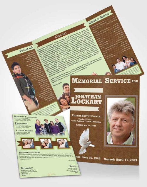 Obituary Funeral Template Gatefold Memorial Brochure Composed Intensity