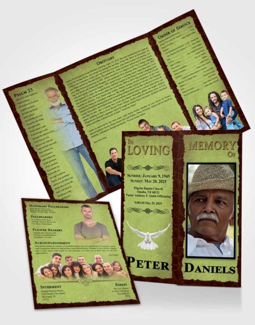 Obituary Funeral Template Gatefold Memorial Brochure Composed Outback