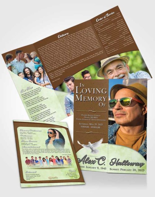 Obituary Funeral Template Gatefold Memorial Brochure Composed Peace of Mind