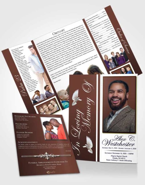 Obituary Funeral Template Gatefold Memorial Brochure Composed Radiance