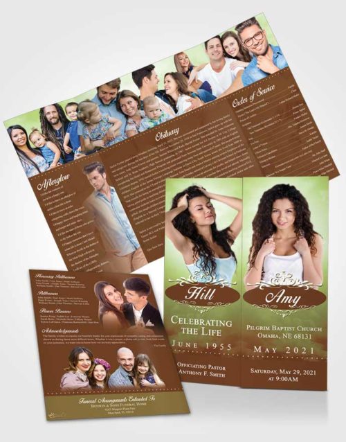 Obituary Funeral Template Gatefold Memorial Brochure Composed Sympathy