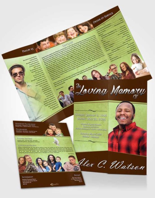 Obituary Funeral Template Gatefold Memorial Brochure Composed Vitality