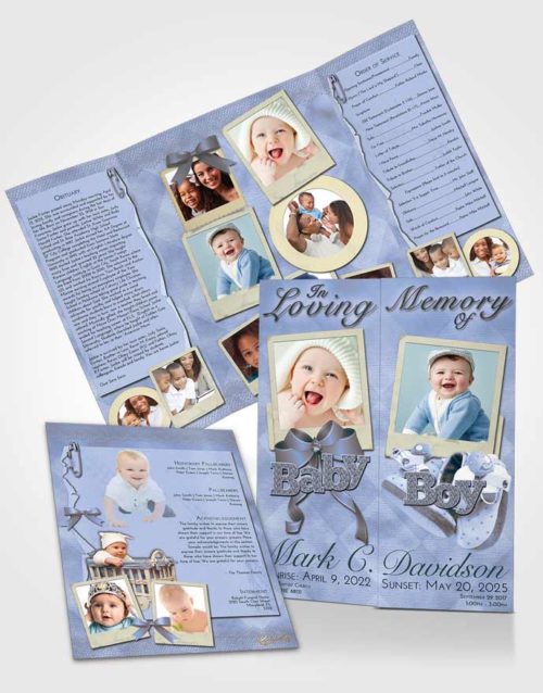 Obituary Funeral Template Gatefold Memorial Brochure Coral Reef Baby Boy