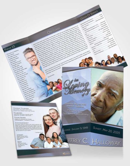Obituary Funeral Template Gatefold Memorial Brochure Coral Reef Tranquility Light