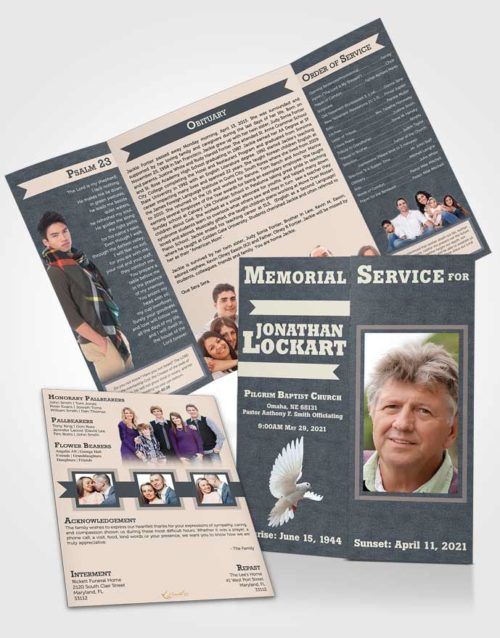 Obituary Funeral Template Gatefold Memorial Brochure Cordial Intensity