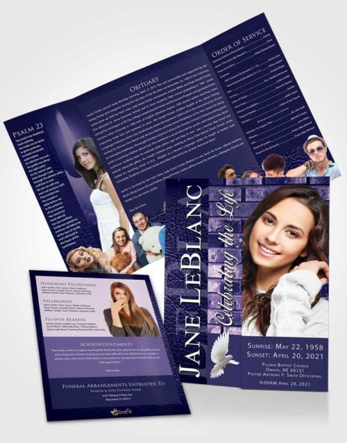 Obituary Funeral Template Gatefold Memorial Brochure Dazzling Passion