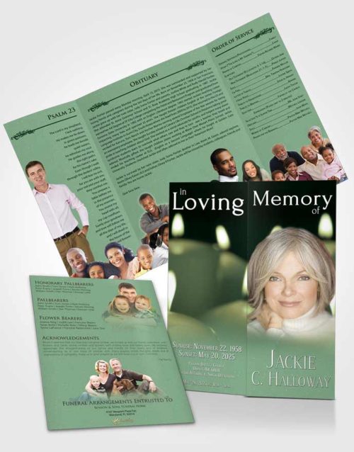 Obituary Funeral Template Gatefold Memorial Brochure Deep Forest Candles In The Wind
