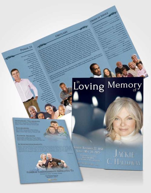 Obituary Funeral Template Gatefold Memorial Brochure Deep Love Candles In The Wind