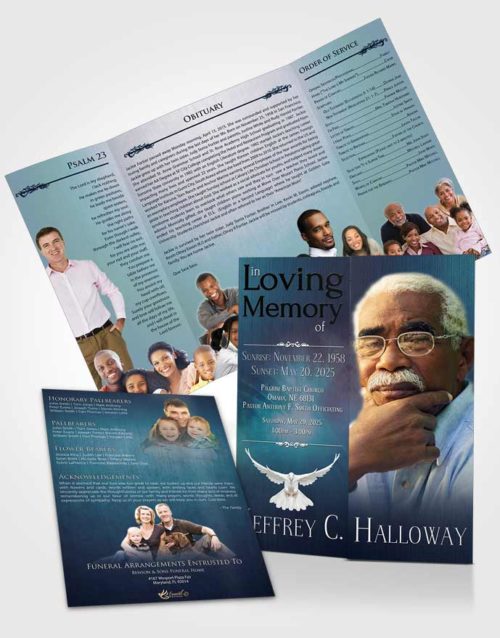 Obituary Funeral Template Gatefold Memorial Brochure Deep Love Universal Lights