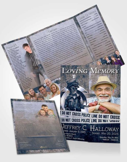 Obituary Funeral Template Gatefold Memorial Brochure Deep Ocean Police Enforcement