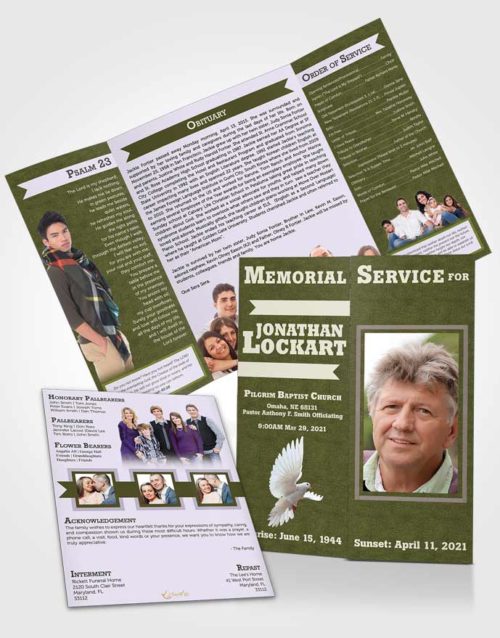 Obituary Funeral Template Gatefold Memorial Brochure Devoted Intensity