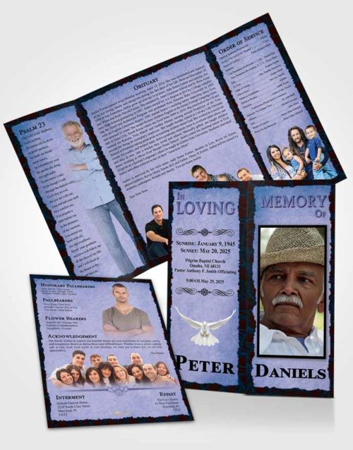 Obituary Funeral Template Gatefold Memorial Brochure Devoted Outback