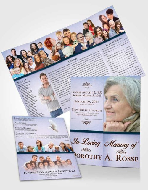 Obituary Funeral Template Gatefold Memorial Brochure Devoted Tolerance