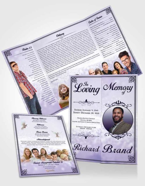 Obituary Funeral Template Gatefold Memorial Brochure Diamond Class Light