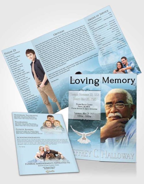 Obituary Funeral Template Gatefold Memorial Brochure Distant Rocky Moon