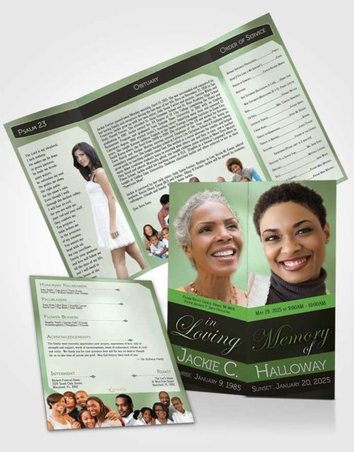 Obituary Funeral Template Gatefold Memorial Brochure Divine Essence Forest Laughter