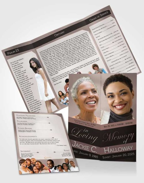 Obituary Funeral Template Gatefold Memorial Brochure Divine Essence Gentle Breeze