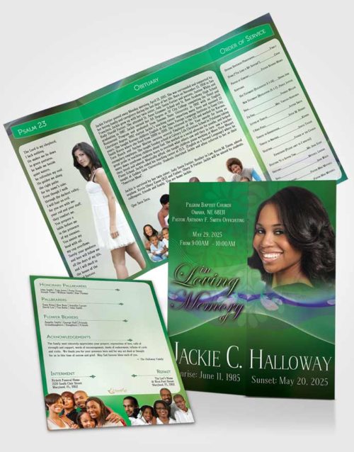 Obituary Funeral Template Gatefold Memorial Brochure Divinity Forest Laughter