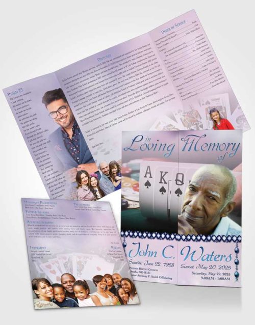 Obituary Funeral Template Gatefold Memorial Brochure Early Morning Cards