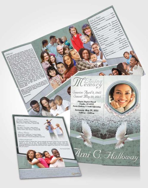 Obituary Funeral Template Gatefold Memorial Brochure Early Morning Splendor