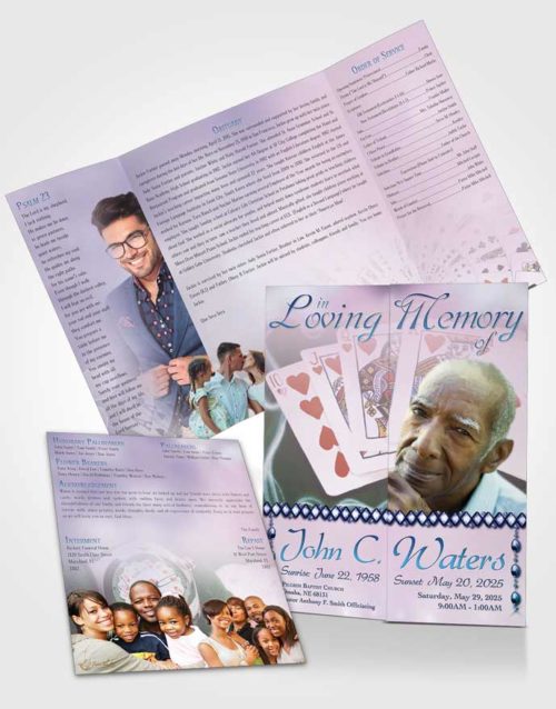 Obituary Funeral Template Gatefold Memorial Brochure Early Morning Weekend Card Game