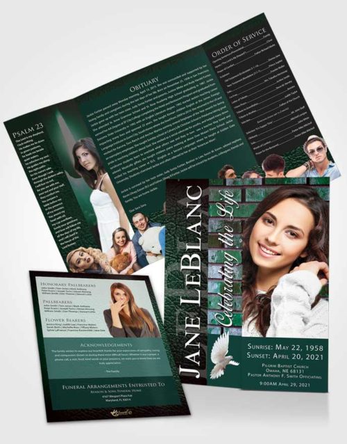 Obituary Funeral Template Gatefold Memorial Brochure Electrifying Passion