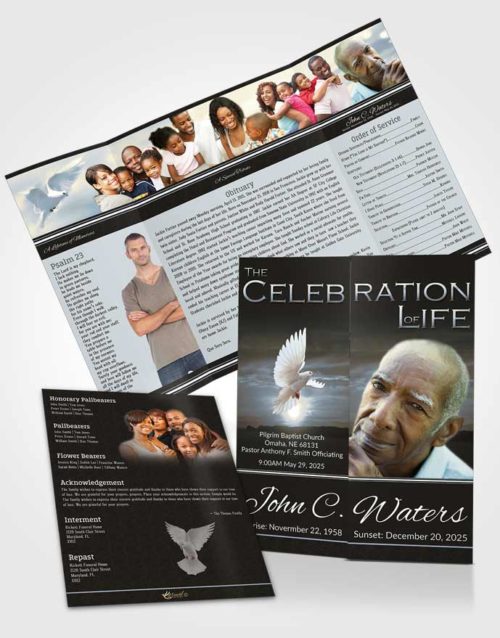Obituary Funeral Template Gatefold Memorial Brochure Elegant Higher Power