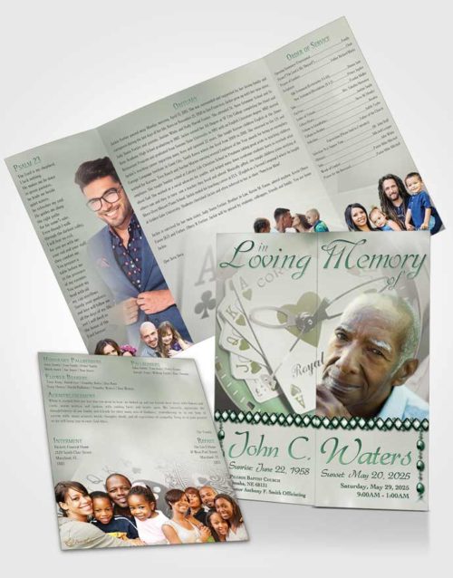 Obituary Funeral Template Gatefold Memorial Brochure Emerald Aces