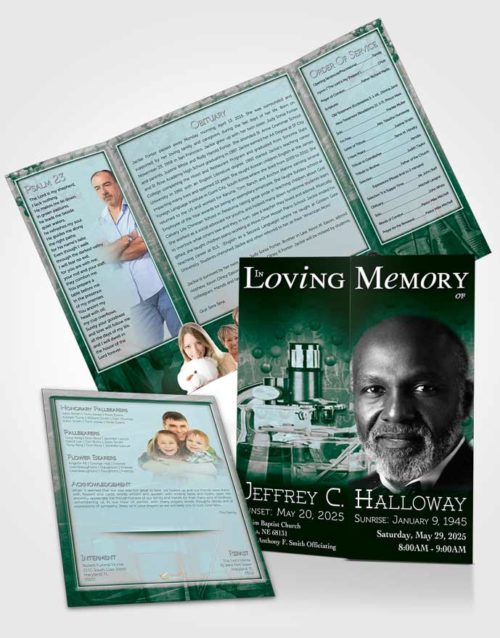 Obituary Funeral Template Gatefold Memorial Brochure Emerald Chemist