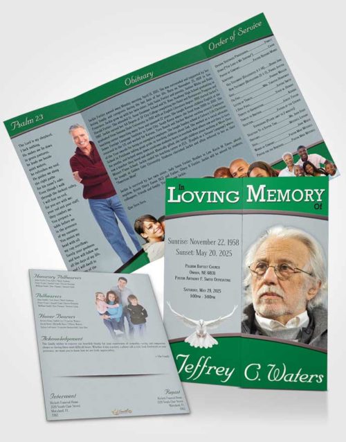 Obituary Funeral Template Gatefold Memorial Brochure Emerald Clarity