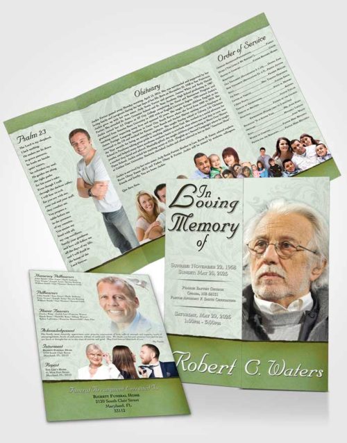 Obituary Funeral Template Gatefold Memorial Brochure Emerald Destiny