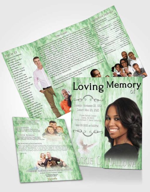 Obituary Funeral Template Gatefold Memorial Brochure Emerald Harmonics