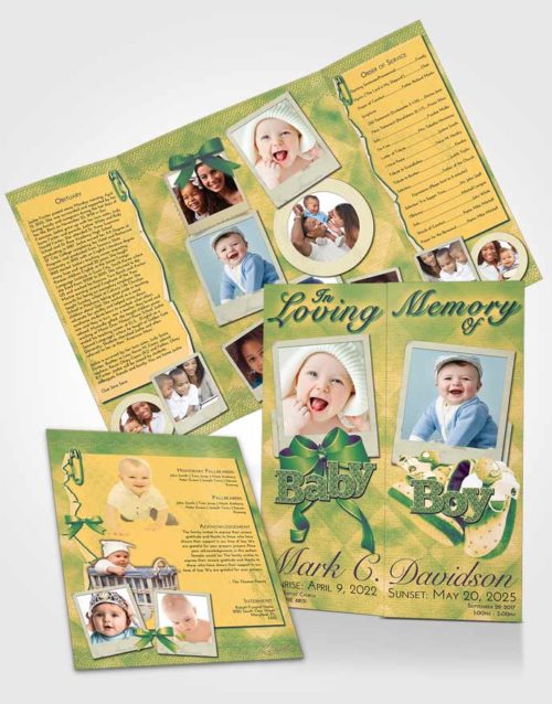 Obituary Funeral Template Gatefold Memorial Brochure Emerald Serenity Baby Boy