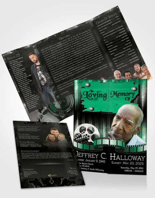 Obituary Funeral Template Gatefold Memorial Brochure Emerald Star Media Pro