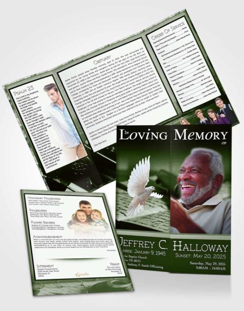 Obituary Funeral Template Gatefold Memorial Brochure Emerald Writer