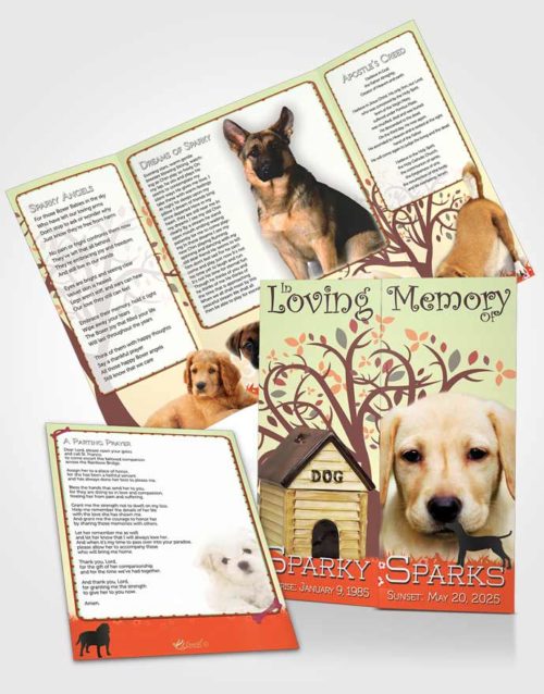 Obituary Funeral Template Gatefold Memorial Brochure Eternal Doggy Heaven