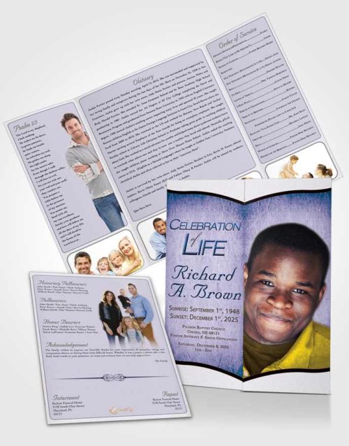 Obituary Funeral Template Gatefold Memorial Brochure Evening Bliss