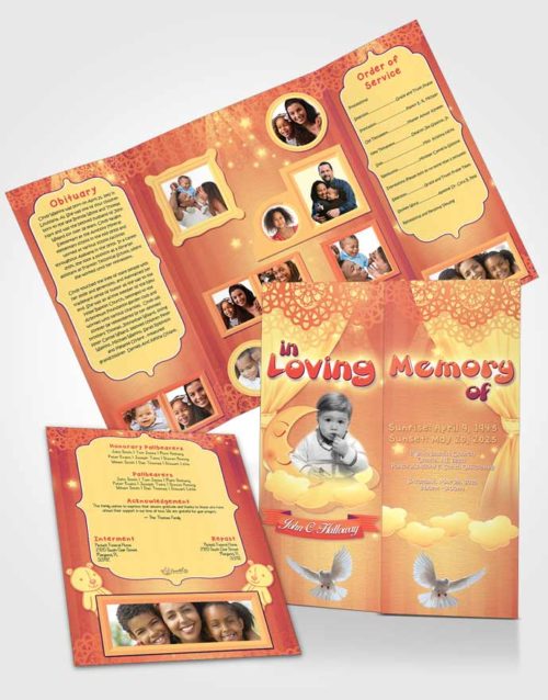 Obituary Funeral Template Gatefold Memorial Brochure Evening Childrens Innocence