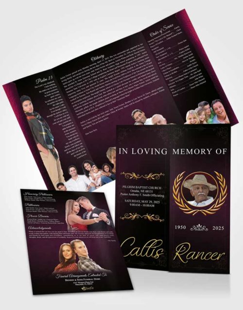 Obituary Funeral Template Gatefold Memorial Brochure Evening Desire