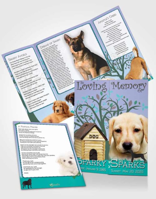 Obituary Funeral Template Gatefold Memorial Brochure Evening Doggy Heaven