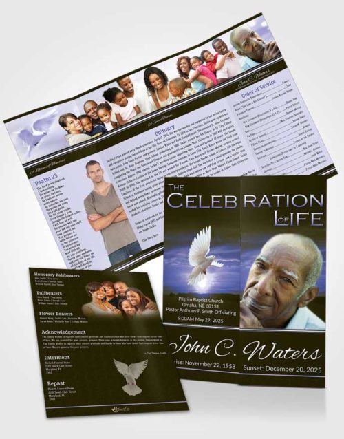 Obituary Funeral Template Gatefold Memorial Brochure Evening Higher Power
