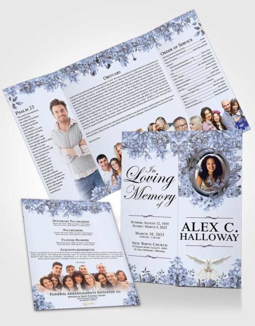 Obituary Funeral Template Gatefold Memorial Brochure Exclusive Afternoon Succulents