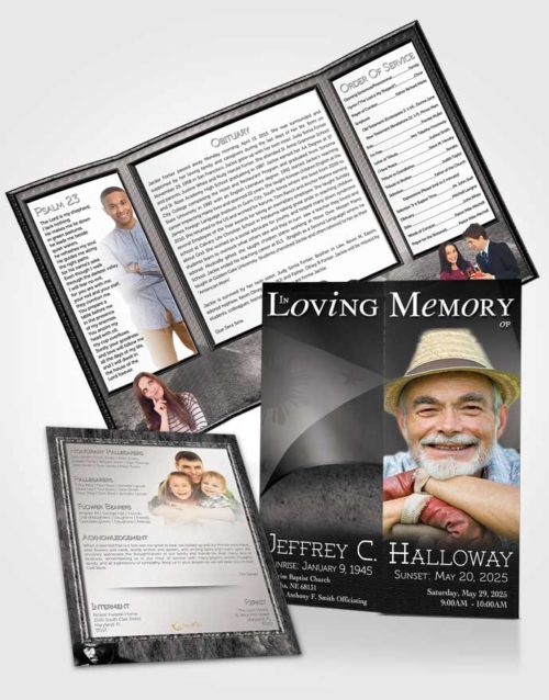 Obituary Funeral Template Gatefold Memorial Brochure Filipino Black and White Spirit