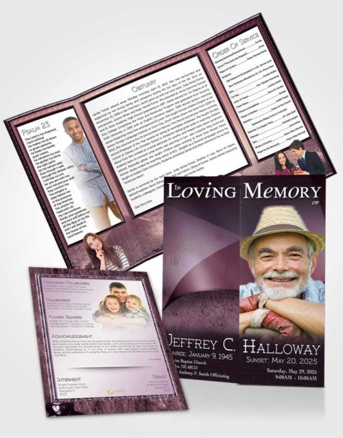Obituary Funeral Template Gatefold Memorial Brochure Filipino Lavender Spirit