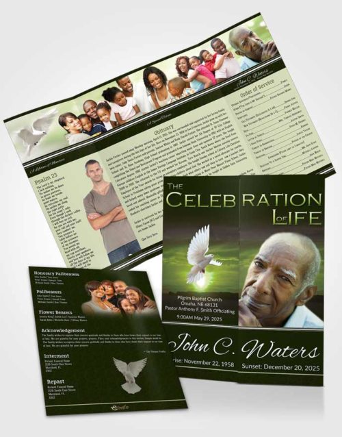 Obituary Funeral Template Gatefold Memorial Brochure Forest Higher Power
