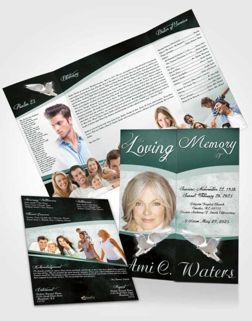 Obituary Funeral Template Gatefold Memorial Brochure Forest Paradise