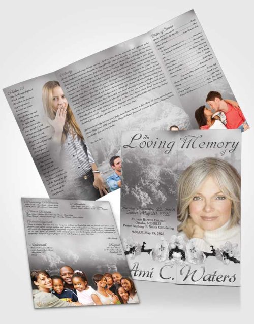 Obituary Funeral Template Gatefold Memorial Brochure Forest River Black and White